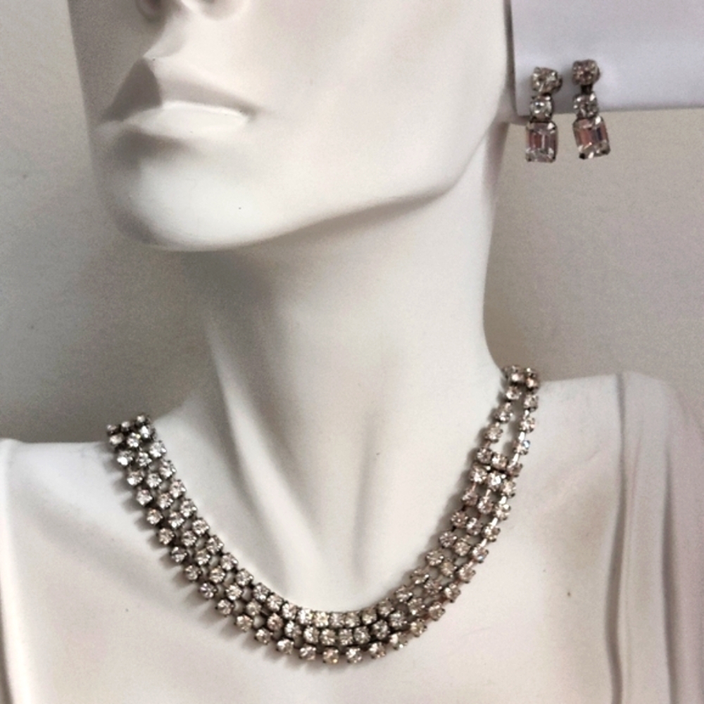 Vintage Art Deco Style Diamante Jewelry Set